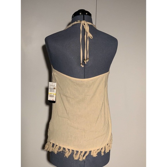 Rampage Halter Top Relaxed Embellished Cotton Gauze Sandstone Size Medium NWT - Picture 3 of 4